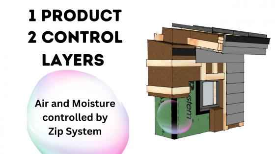 50% of the "perfect wall" control layers addressed with one product Zip System Control layers