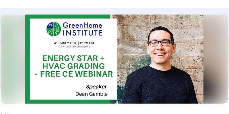 Free Webinar, Energy Star + HVAC Grading,  July 12,